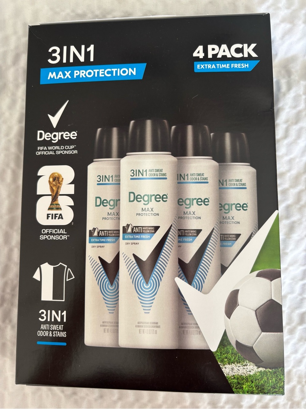 Men Max Protection 3IN1 Dry Spray Antiperspirant - White (4 Pack)